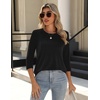 Zeagoo 3/4 Length Sleeve Womens Tops Crew Neck Shirts Dressy Casual Tunics(Black)