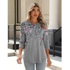 Zeagoo 3/4 Length Sleeve Womens Tops Crew Neck Shirts Dressy Casual Tunics(Hf36)