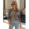Zeagoo 3/4 Length Sleeve Womens Tops Crew Neck Shirts Dressy Casual Tunics(Mz721)