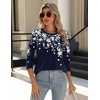 Zeagoo 3/4 Length Sleeve Womens Tops Crew Neck Shirts Dressy Casual Tunics(Sf103)