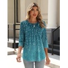 Zeagoo 3/4 Length Sleeve Womens Tops Crew Neck Shirts Dressy Casual Tunics(Xh363)