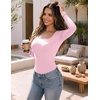 Zeagoo Long Sleeve Shirts for Women Square Neck Slim Fit Top Fall Basic Tee(Pink)