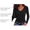 Zeagoo Long Sleeve Shirts for Women V Neck Tops Ribbed Slim Fit Basic Tee(Black)