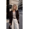 Zeagoo Long Sleeve Shirts for Women V Neck Tops Ribbed Slim Fit Basic Tee(Brown White Stripe)