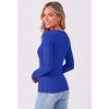 Zeagoo Long Sleeve Shirts for Women V Neck Tops Ribbed Slim Fit Basic Tee(Royal Blue)