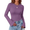 Zeagoo Womens Bell Long Sleeve Tops Crewneck Ribbed Knit Shirts(Purple)