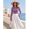 Zeagoo Womens Bell Long Sleeve Tops Crewneck Ribbed Knit Shirts(Purple)