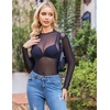 Zeagoo Womens Mesh Long Sleeve Tops Mock Neck Going Out See Through Shirts(A-black)