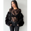 Zeagoo Womens Mesh Long Sleeve Tops Mock Neck Going Out See Through Shirts(B-black)