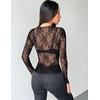 Zeagoo Womens Mesh Long Sleeve Tops Mock Neck Going Out See Through Shirts(B-black)