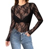 Zeagoo Womens Mesh Long Sleeve Tops Mock Neck Going Out See Through Shirts(B-black)