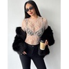 Zeagoo Womens Mesh Long Sleeve Tops Mock Neck Going Out See Through Shirts(B-champagne)