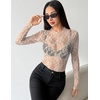 Zeagoo Womens Mesh Long Sleeve Tops Mock Neck Going Out See Through Shirts(B-champagne)