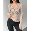 Zeagoo Womens Mesh Long Sleeve Tops Mock Neck Going Out See Through Shirts(B-champagne)