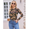 Zeagoo Womens Mesh Long Sleeve Tops Mock Neck Going Out See Through Shirts(Bf282)