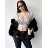 Zeagoo Womens Mesh Long Sleeve Tops Mock Neck Going Out See Through Shirts(B-white)