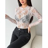 Zeagoo Womens Mesh Long Sleeve Tops Mock Neck Going Out See Through Shirts(B-white)