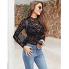 Zeagoo Womens Mesh Long Sleeve Tops Mock Neck Going Out See Through Shirts(Jh255)