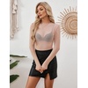 Zeagoo Womens Mesh Long Sleeve Tops Mock Neck Going Out See Through Shirts(Light Tan)