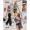 Zeagoo Womens Mesh Long Sleeve Tops Mock Neck Going Out See Through Shirts(Wf66)