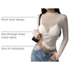 Zeagoo Womens Mesh Long Sleeve Tops Mock Neck Going Out See Through Shirts(White)