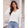 Zeagoo Womens Shirts Long Sleeve Tops V Neck Casual Basic Tee Fall Outfits(A-white)