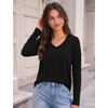 Zeagoo Womens Shirts Long Sleeve Tops V Neck Casual Basic Tee Fall Outfits(Black)