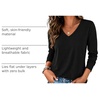 Zeagoo Womens Shirts Long Sleeve Tops V Neck Casual Basic Tee Fall Outfits(Black)