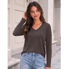 Zeagoo Womens Shirts Long Sleeve Tops V Neck Casual Basic Tee Fall Outfits(Chocolate Brown)