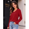 Zeagoo Womens Shirts Long Sleeve Tops V Neck Casual Basic Tee Fall Outfits(Dark Red)