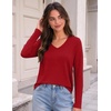 Zeagoo Womens Shirts Long Sleeve Tops V Neck Casual Basic Tee Fall Outfits(Dark Red)
