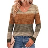 Zeagoo Womens Shirts Long Sleeve Tops V Neck Casual Basic Tee Fall Outfits(Fall Weave Stripe)