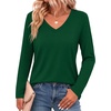 Zeagoo Womens Shirts Long Sleeve Tops V Neck Casual Basic Tee Fall Outfits(Forest Green)