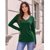 Zeagoo Womens Shirts Long Sleeve Tops V Neck Casual Basic Tee Fall Outfits(Forest Green)
