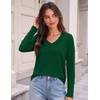 Zeagoo Womens Shirts Long Sleeve Tops V Neck Casual Basic Tee Fall Outfits(Forest Green)