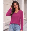 Zeagoo Womens Shirts Long Sleeve Tops V Neck Casual Basic Tee Fall Outfits(Hot Pink)