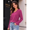 Zeagoo Womens Shirts Long Sleeve Tops V Neck Casual Basic Tee Fall Outfits(Hot Pink)