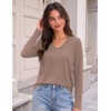 Zeagoo Womens Shirts Long Sleeve Tops V Neck Casual Basic Tee Fall Outfits(Khaki)