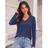 Zeagoo Womens Shirts Long Sleeve Tops V Neck Casual Basic Tee Fall Outfits(Navy Blue)