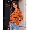 Zeagoo Womens Shirts Long Sleeve Tops V Neck Casual Basic Tee Fall Outfits(Orange Pumpkin)