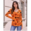 Zeagoo Womens Shirts Long Sleeve Tops V Neck Casual Basic Tee Fall Outfits(Orange Pumpkin)