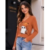 Zeagoo Womens Shirts Long Sleeve Tops V Neck Casual Basic Tee Fall Outfits(Orange Spooky)