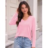 Zeagoo Womens Shirts Long Sleeve Tops V Neck Casual Basic Tee Fall Outfits(Pink)