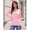 Zeagoo Womens Shirts Long Sleeve Tops V Neck Casual Basic Tee Fall Outfits(Pink)
