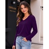 Zeagoo Womens Shirts Long Sleeve Tops V Neck Casual Basic Tee Fall Outfits(Purple)