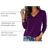 Zeagoo Womens Shirts Long Sleeve Tops V Neck Casual Basic Tee Fall Outfits(Purple)