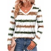 Zeagoo Womens Shirts Long Sleeve Tops V Neck Casual Basic Tee Fall Outfits(Tie Dye Stripe Print)