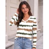 Zeagoo Womens Shirts Long Sleeve Tops V Neck Casual Basic Tee Fall Outfits(Tie Dye Stripe Print)
