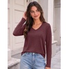 Zeagoo Womens Shirts Long Sleeve Tops V Neck Casual Basic Tee Fall Outfits(Wine Red)