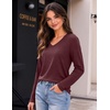 Zeagoo Womens Shirts Long Sleeve Tops V Neck Casual Basic Tee Fall Outfits(Wine Red)
